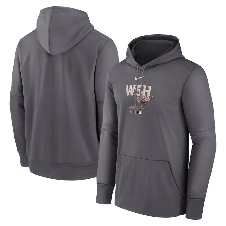 Men's Washington Nationals Grey Collection Practice Performance Pullover Hoodie